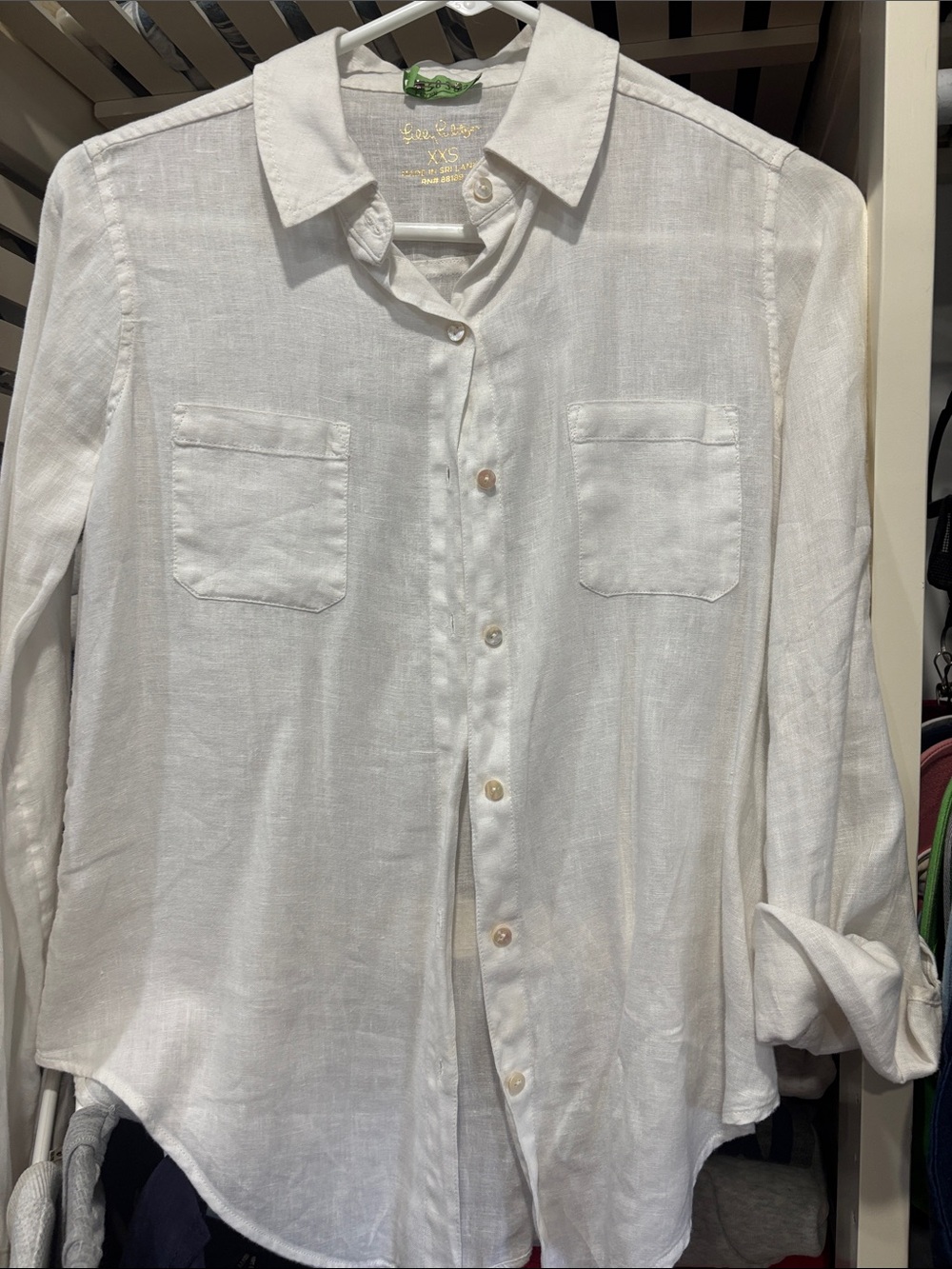 Lilly Pulitzer Men's White Button-Down Linen Shirt